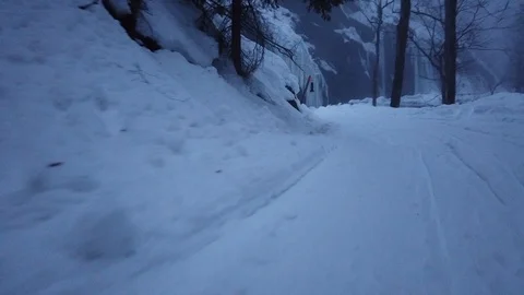 Pov sledging sledge ride backward looking 库存影片 102848751