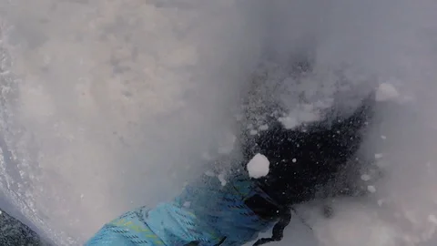 Pov Snowboard Crashing Stock Footage