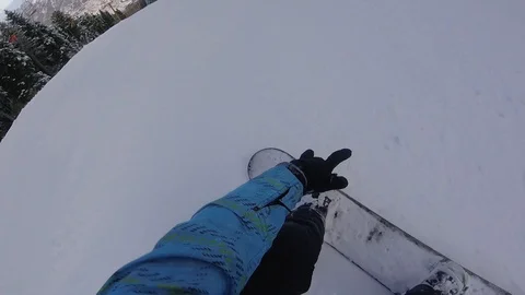 Pov Of a Snowboarder Jumping Stock Footage 101850610
