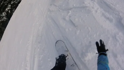 Pov of a Snowboarder Snowboarding Video stock 101754757