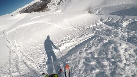 POV Of Someone Going Down Dangerous Ski Path Stock Footage 140101800