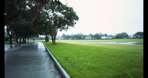 POV of someone walking in a light rain Stock Footage 280351011