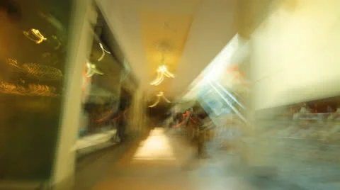 POV, subjective camera. Walking through shopping mall time-lapse. Stock Footage