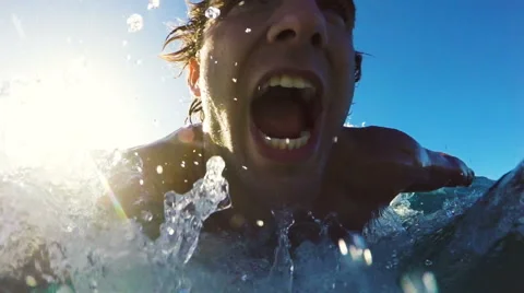 POV Surfer in big waves (fast Motion) Stock Footage 57932792