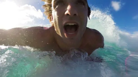 POV Surfer in big waves (Slow Motion) Stock Footage 57925519