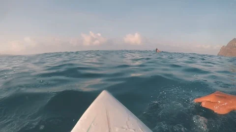 POV Surfer padding in the Ocean Video stock 93174620