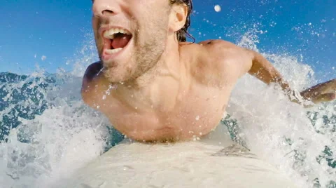 POV Surfing (Slow Motion) Stock Footage 57930384