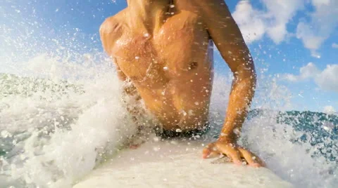 POV Surfing (Slow Motion) Stock Footage 57932075