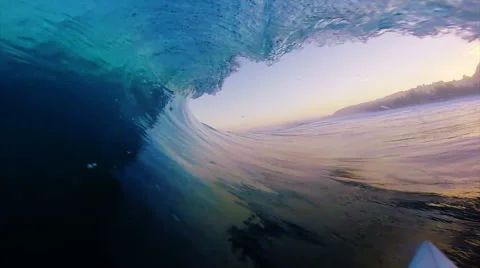 POV Surfing View Empty Ocean Wave Crashing Stock Footage