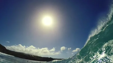 POV Surfing View Of Empty Ocean Wave Crashing. Stock Footage 58355298