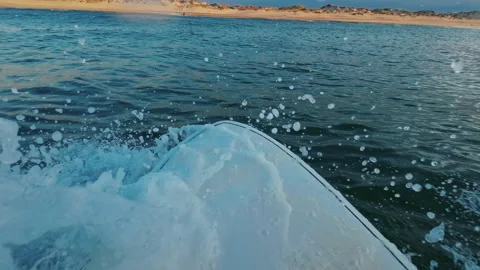 POV surfing wave in Atlantic Ocean at sunset Portugal 스톡 동영상 339450600