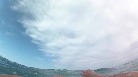 POV Swimming in Ocean Waves Stock Footage 342035257