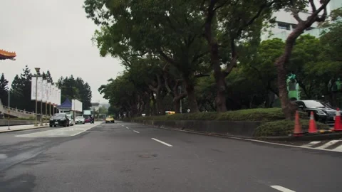 POV Temple Wall and Trees Asia Cultural Ride(Taipei City, Taiwan)(2025.03.30) Stock Footage 305474313