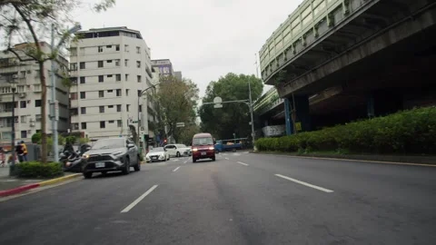 POV Through Busy Asia Intersection Highway(Taipei City, Taiwan)(2025.03.30) Stock Footage 305434078
