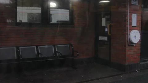 POV through Window Train Leaves Station Platform Stock-Footage 44520251