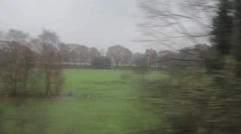 POV through Window Train Travels Past Sports Fields 库存影片 44520116