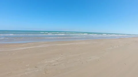 POV thru driver's window while on desolate beach on gulf side of South Stock Footage 146970545