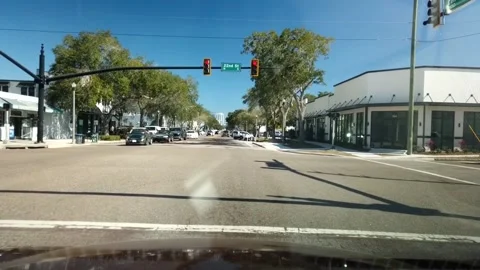 POV Time lapse from 58th North going east on Central Ave St. Petersburg, FL Stock Footage 263816619