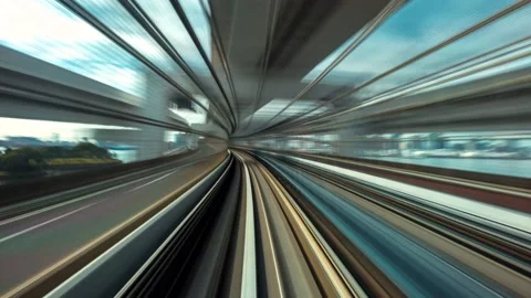 POV time-lapse through Tokyo, Japan on the Yurikamome  Stock Footage 227355416