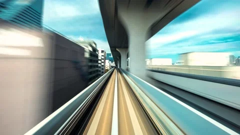 POV time-lapse through Tokyo, Japan on the Yurikamome  Stock Footage 227355932