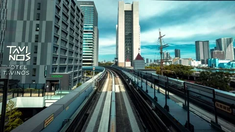 POV time-lapse through Tokyo, Japan on the Yurikamome  動画素材 227356030
