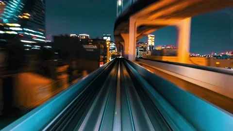 POV time-lapse through Tokyo, Japan on the Yurikamome  Stock-Footage 227357457