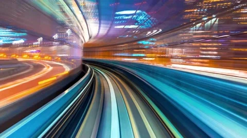 POV time-lapse through Tokyo, Japan on the Yurikamome  Stock Footage 227357486