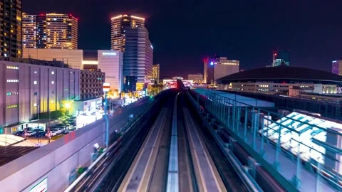 POV time-lapse through Tokyo, Japan on the Yurikamome  Stock Footage 227357688