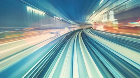 POV timelapse through Tokyo tunnels via monorail Stock Footage