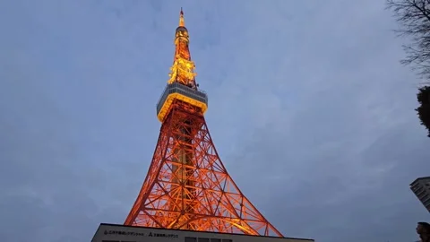 POV of Tokyo Tower in the sunset in the visitors area. Stock Footage 303515712