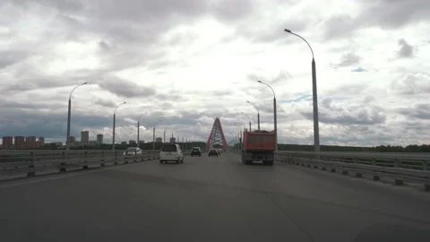 POV traffic, cloudy day Stock Footage 162404016