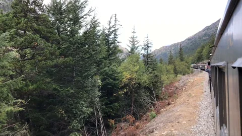 POV of Train next to Cliff Stock Footage 116081152