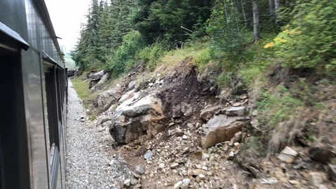 POV of Train next to Rocks Stock Footage 116081310