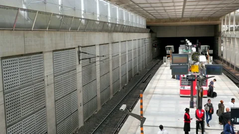 POV Train Station Platform, Passenger City Train Travel Transport Stock Footage 150677300