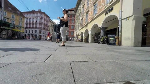 POV at the Tram Stop Main Square Video stock 80454011