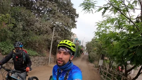 Pov two bikers walking with their bike Stock Footage 145100871