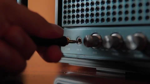 Pov unplug line-in cable Stock Footage 247233043