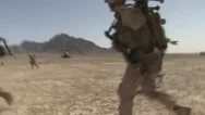 Pov U.s. Marines Running With Battalion To Rendezvous With Helicopter Flight Stock Footage