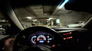 Pov Vehicle Driving Urban Underground Car Park Downtown City Usa Stock Footage