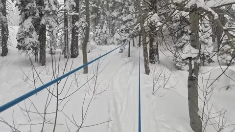 POV video of skiing in oun backyard Stock Footage 329264644
