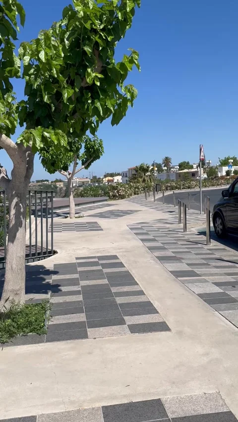 POV video walking on a pavement path and turning left to an observation deck Stock Footage 336278376