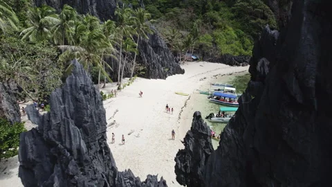 Pov view on black cliffs in Lagoon on the islands, Palawan Philippines Stock Footage 273072483
