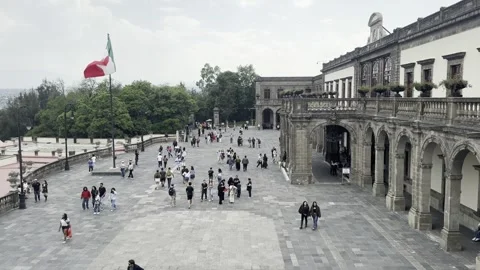 POV View of Chapultepec Castle Terrace in Mexico City Vídeos de archivo 345717380