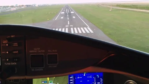 POV view from a cockpit of plane approaching runway and landing 動画素材 80273974