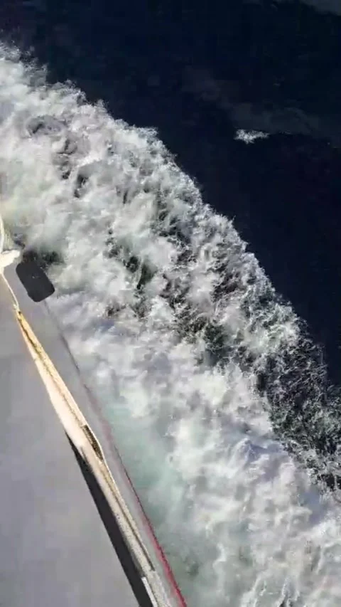 POV View from Cruise Ship Deck of Sea Waves, Sun and Sky Stock Footage 344906523