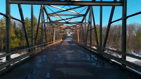 POV view of drone crossing bridge Stock Footage 301262284