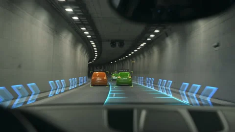 POV View From Inside Driverless Futuristic Car 動画素材 136503495