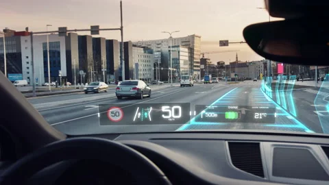 POV View From Inside Driverless Futuristic Car 動画素材 136504935