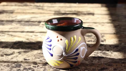 Pov view of man making coffee in traditional mexican cup Stock Footage 230951158