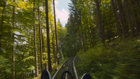 POV view in moving action man coming up a mountain roller outdoor adventure Video stock 254007501